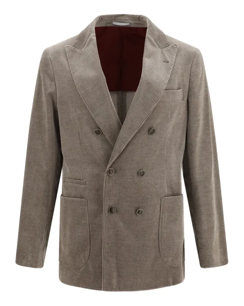 Brunello Cucinelli double-breasted corduroy jacket - Nude Nude