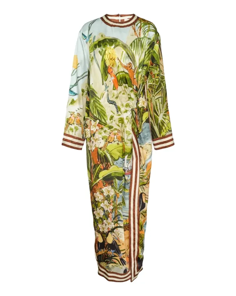 ALEMAIS tropical-print knot-detail maxi dress - Grün Grün