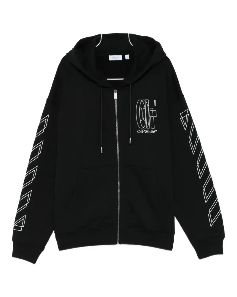 OFF-WHITE outline double-arrow zip-up hoodie - Schwarz Schwarz