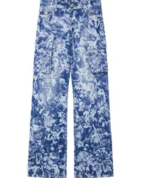 Stella McCartney Halbhohe Cargo-Jeans mit Animal-Print Blau