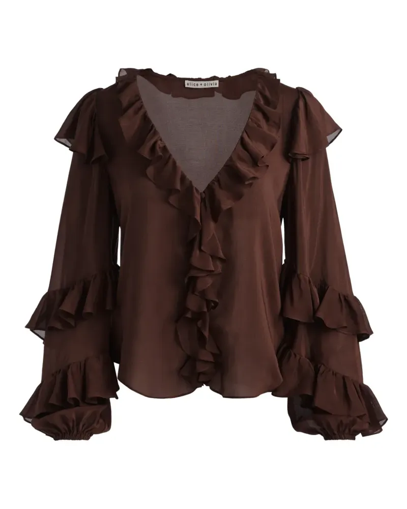 Alice + Olivia Gerüschte Rylee Bluse - Braun Braun