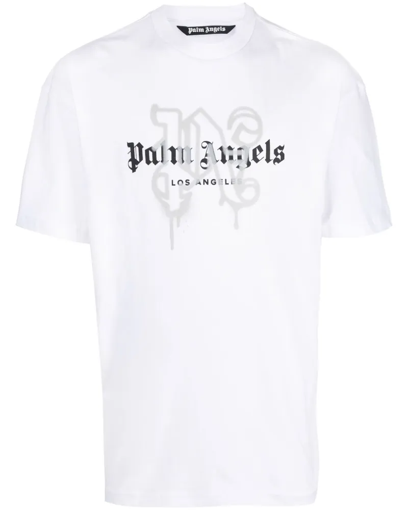 Palm Angels Los Angeles T-Shirt mit Monogramm-Print - Weiß Weiß