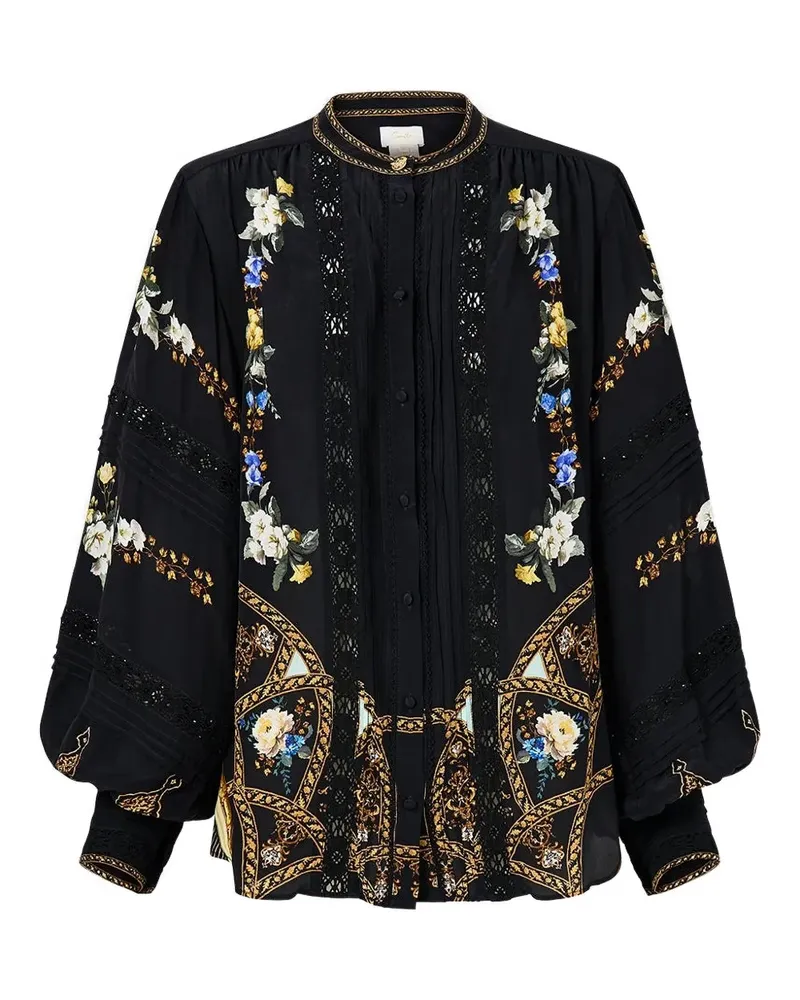 Camilla Langärmelige Ottoman Elegance Bluse - Schwarz Schwarz