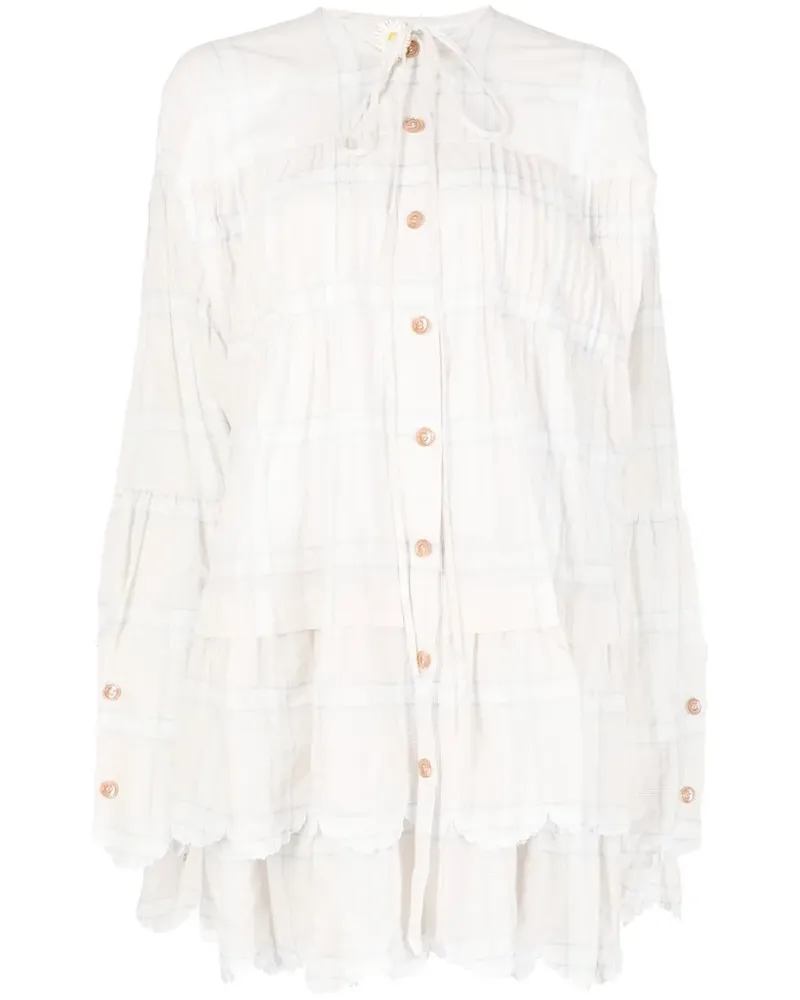 Natasha Zinko Hemdkleid mit Karomuster - Weiß Weiß