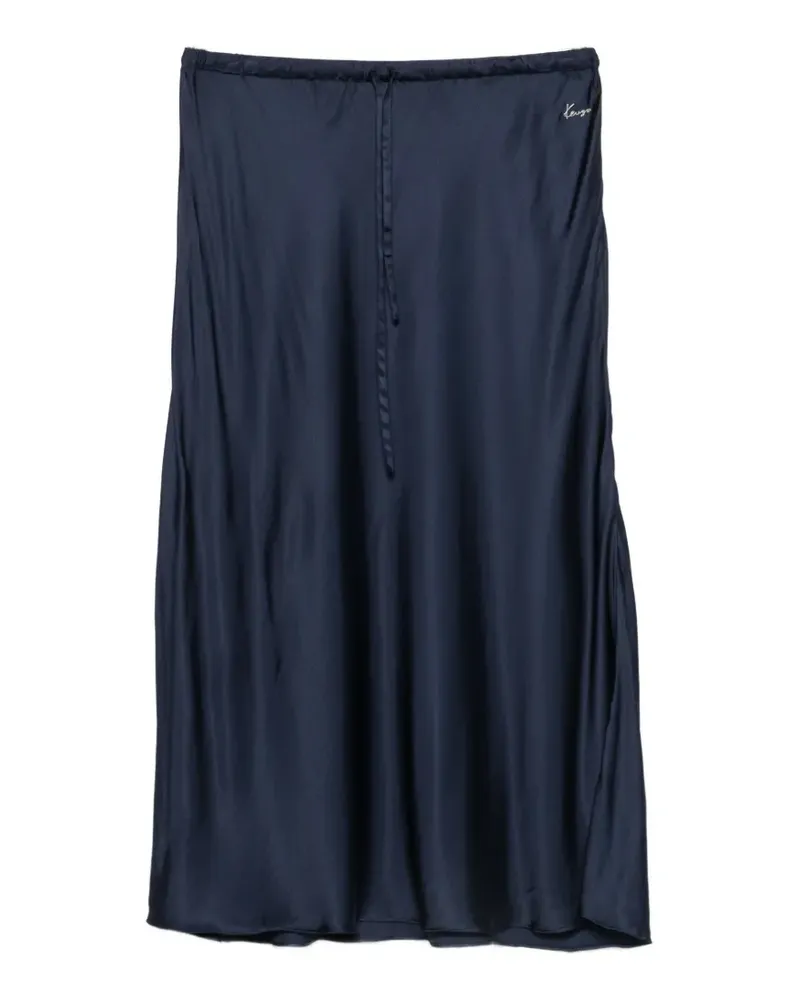 Kenzo drawstring-waist logo-plaque midi skirt - Blau Blau