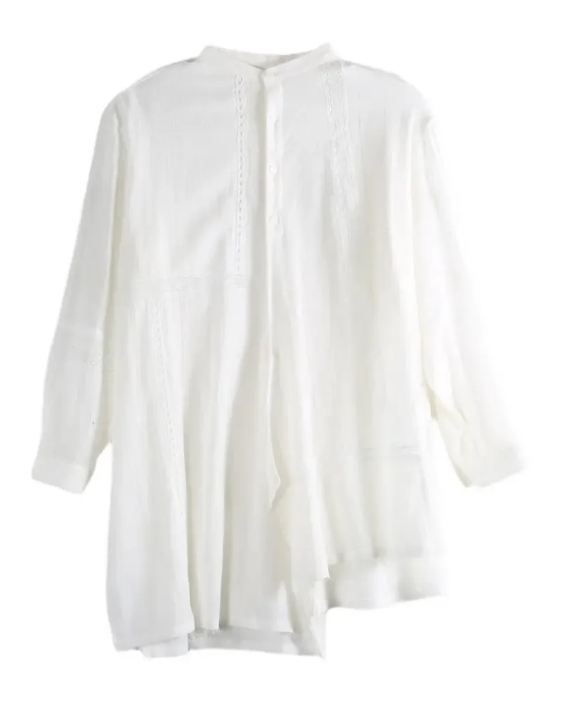 Yohji Yamamoto lace-trim asymmetric shirt - Weiß Weiß