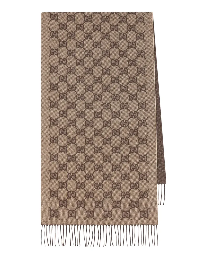 Gucci monogram fringed scarf - Nude Nude
