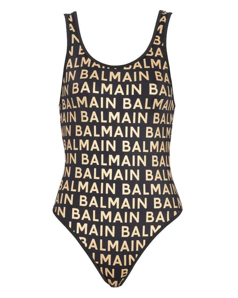 Balmain Badeanzug mit metallischen Fäden - Schwarz Schwarz