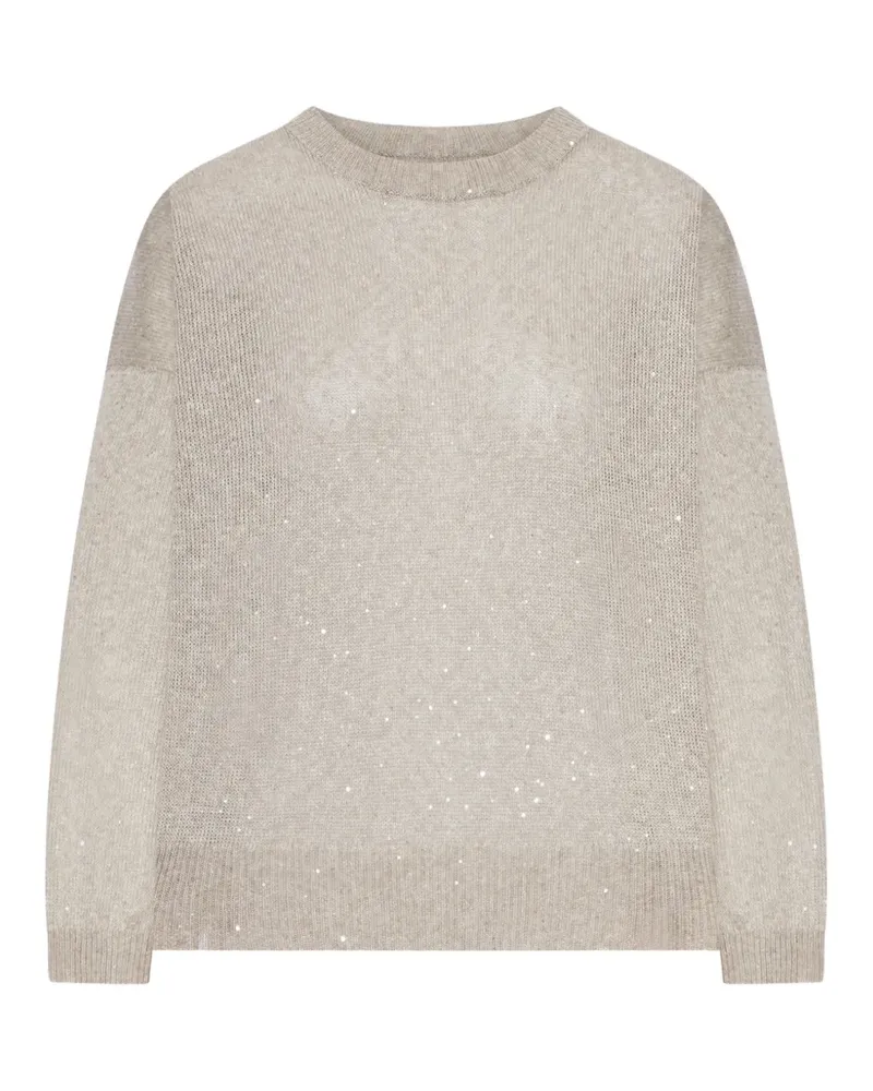 Brunello Cucinelli Leinenpullover mit rundem Ausschnitt - Nude Nude