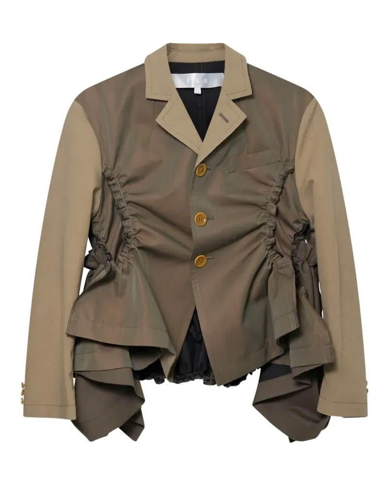 Comme des Garçons ruched yarn-dyed panelled jacket - Braun Braun