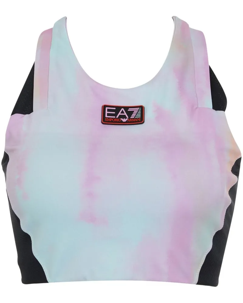 EA7 Sport-BH mit Logo-Applikation in Aquarelloptik - Rosa Rosa
