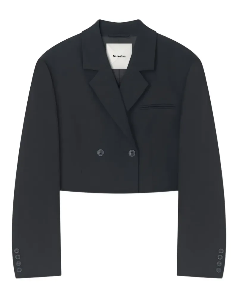 Nanushka Doppelreihiger Rony Cropped-Blazer - Schwarz Schwarz
