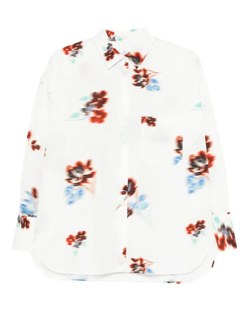 Paul Smith Hazy Floral Hemd mit Tasche - Weiß Weiß