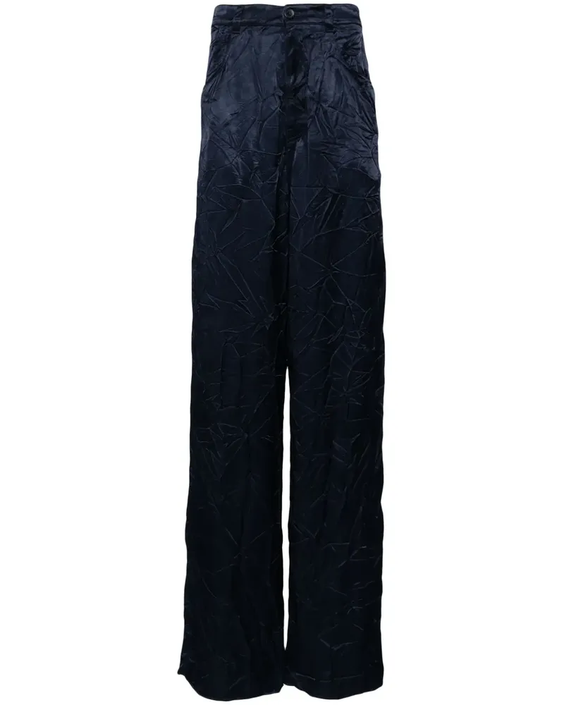 Balenciaga Wide-Leg-Hose mit Knitteroptik - Blau Blau