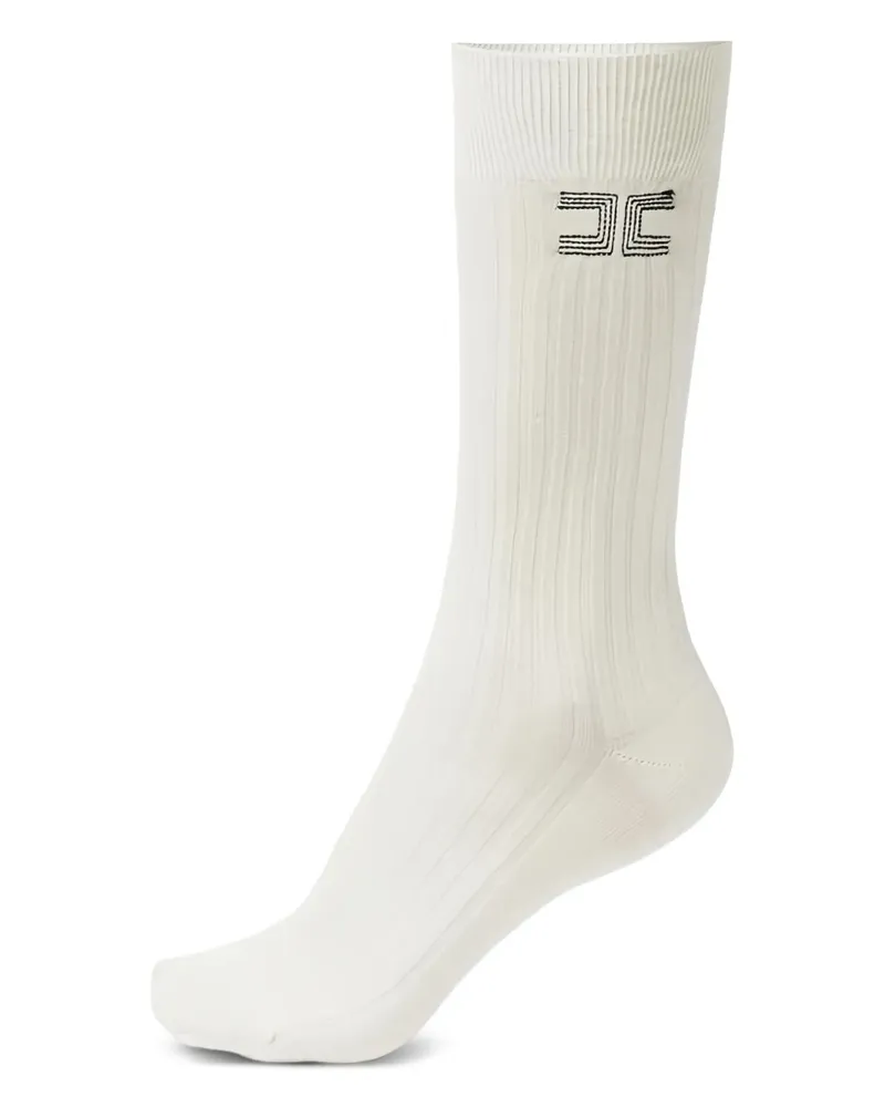 Elisabetta Franchi Gerippte Socken mit Logo - Nude Nude