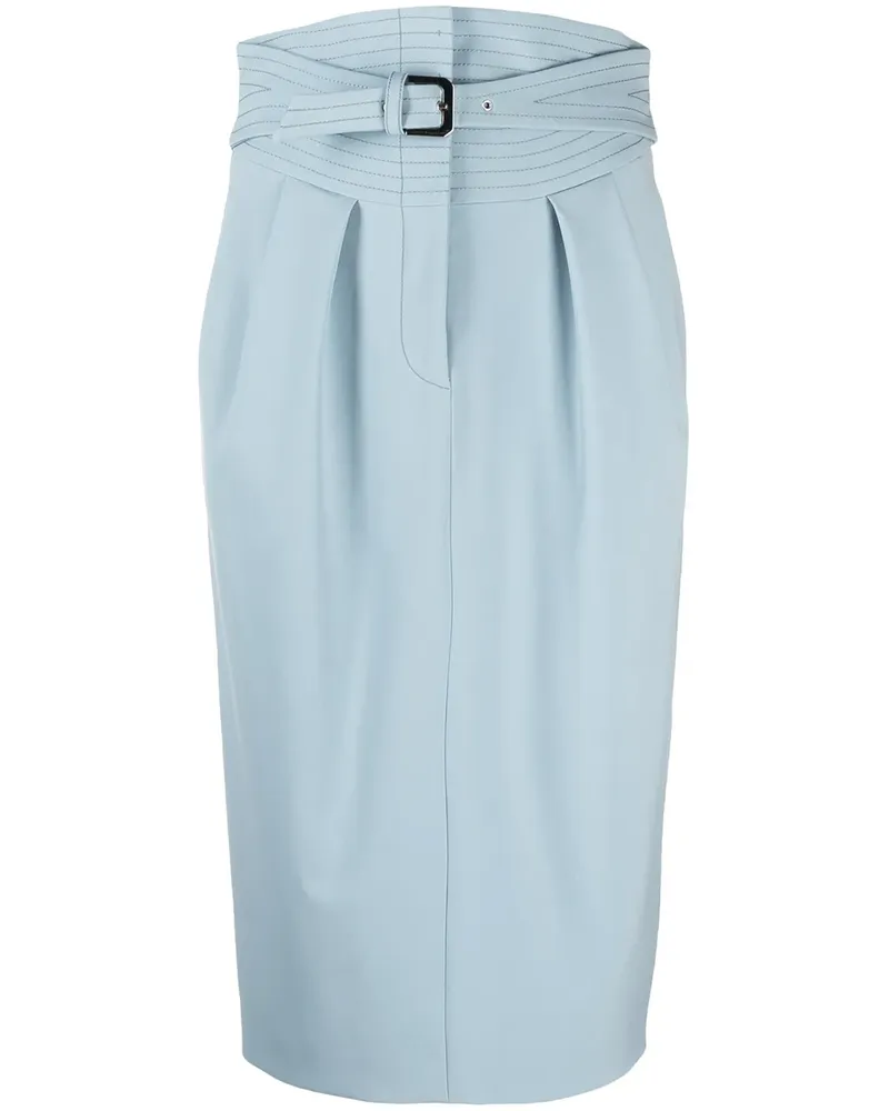 Alberta Ferretti Taillenhoher Rock mit Gürtel - Blau Blau