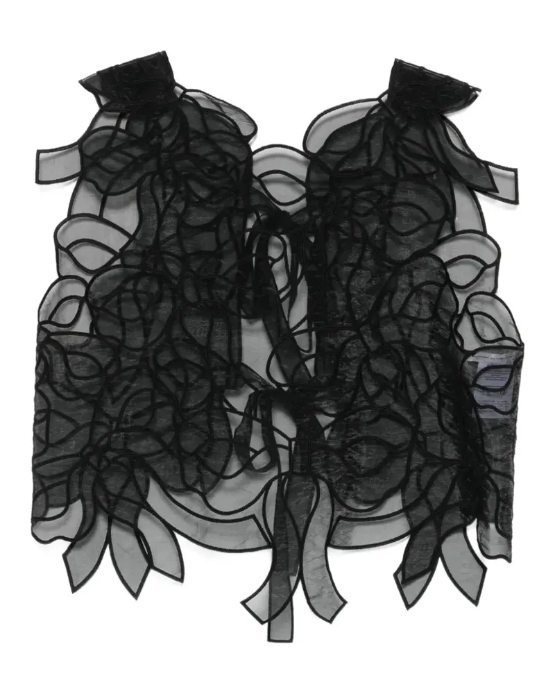 Cecilie Bahnsen Organza-Oberteil mit Blumenstickerei - Schwarz Schwarz