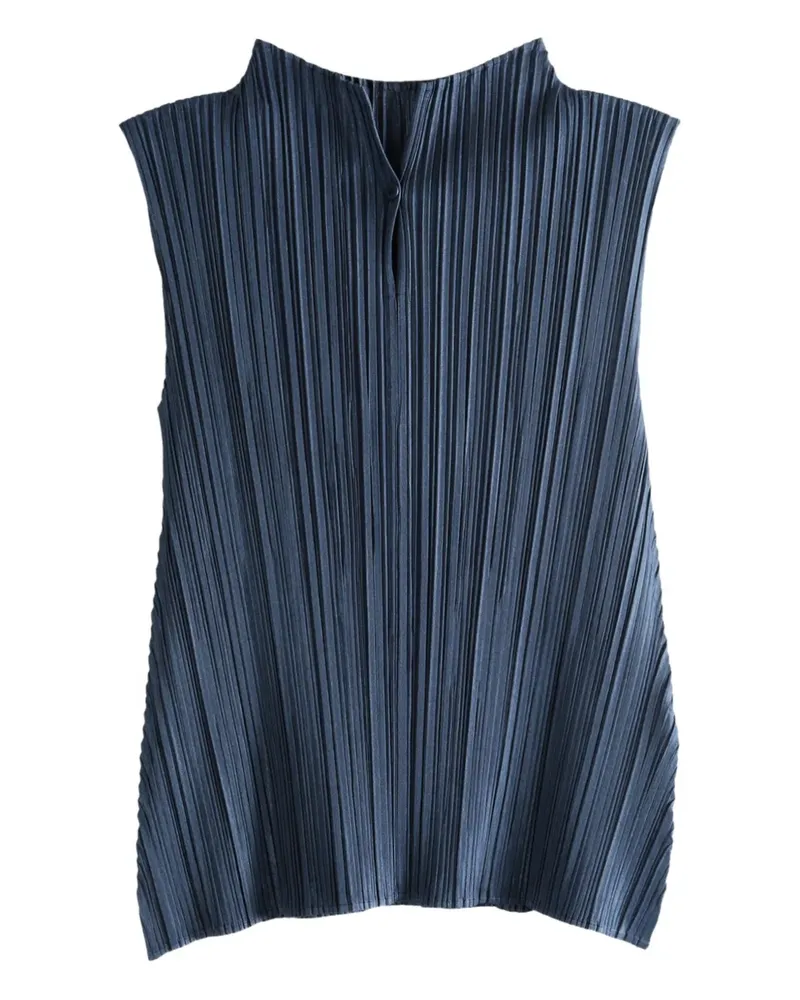 Issey Miyake Oberteil mit Stehkragen - Blau Blau