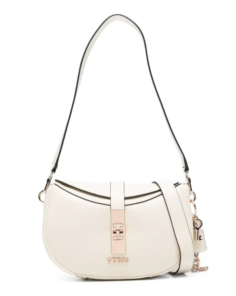 Guess Brooke Schultertasche mit Logo-Anhänger - Nude Nude