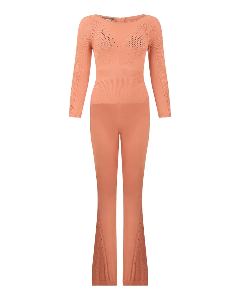Alberta Ferretti perforated flared jumpsuit - Orange Orange