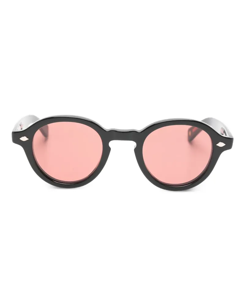 Garrett Leight Bibok Flipper Sonnenbrille mit rundem Gestell - Schwarz Schwarz