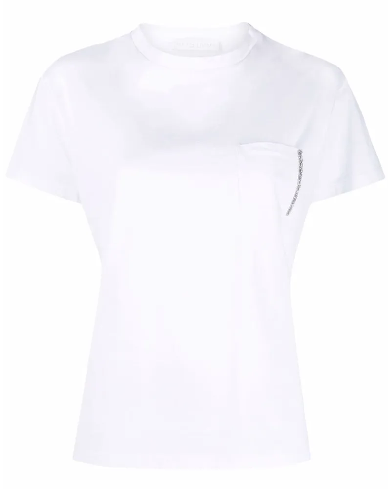 Fabiana Filippi T-Shirt mit Perlen - Weiß Weiß