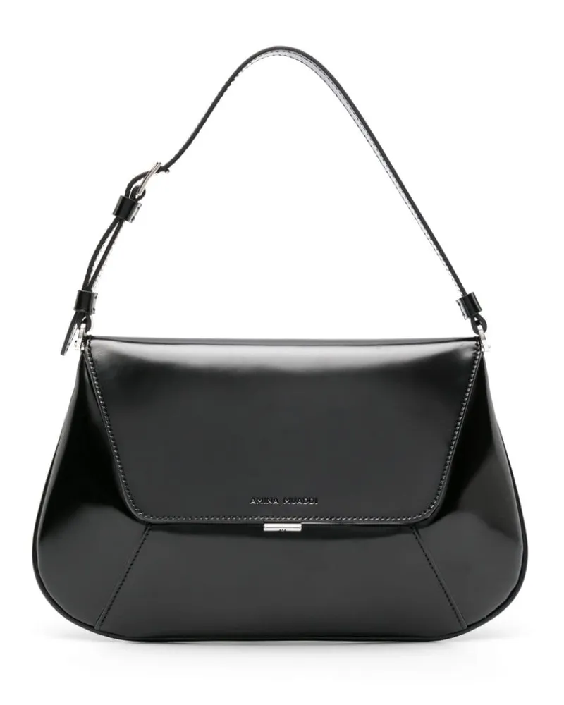 Amina Muaddi Ami Schultertasche aus Lackleder - Schwarz Schwarz
