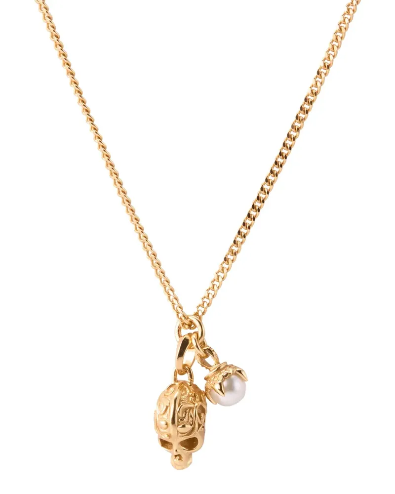 Emanuele Bicocchi Pearl Skull necklace - Gold Gold