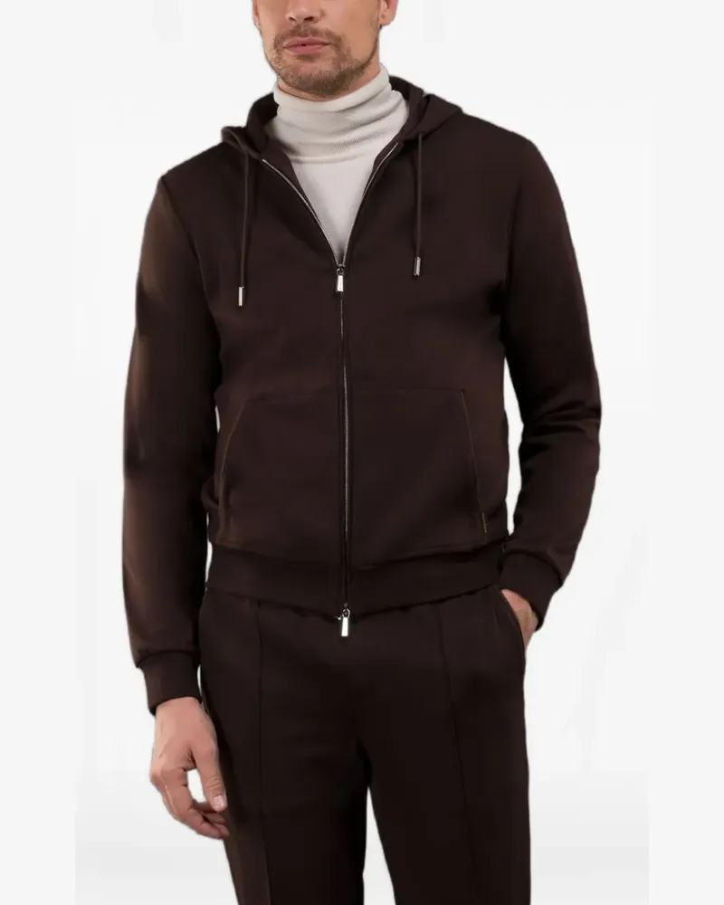 MOORER Matthew zip-up hoodie - Braun Braun