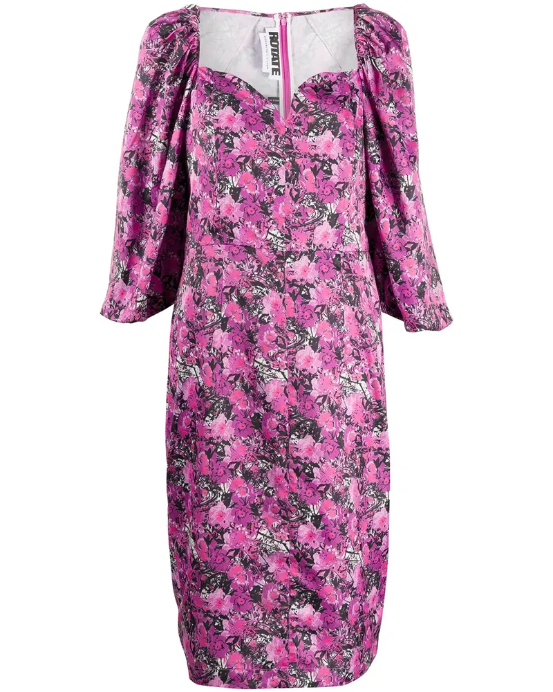 ROTATE Birger Christensen Geblümtes Kleid mit Puffärmeln - Rosa Rosa