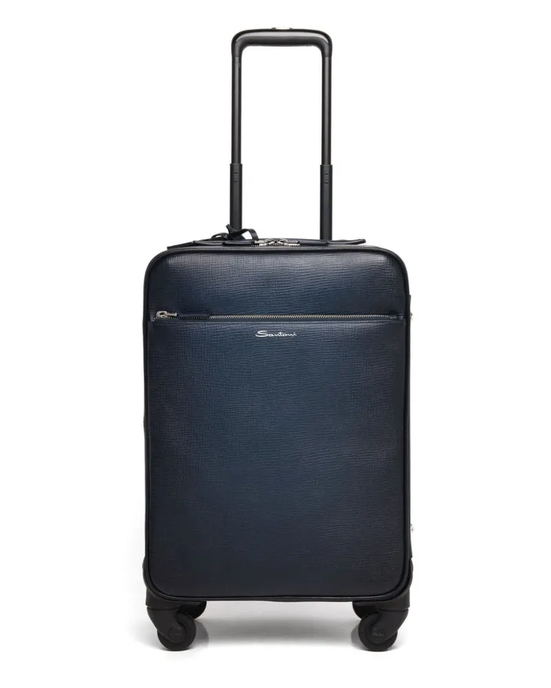 Santoni Koffer mit Logo-Print - Blau Blau