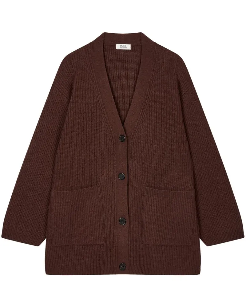 STUDIO TOMBOY Oversized-Cardigan mit V-Ausschnitt - Braun Braun