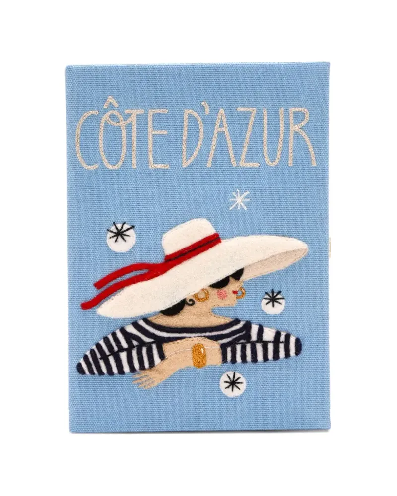 Olympia Le-Tan Kleine Clutch mit Stickerei - Blau Blau