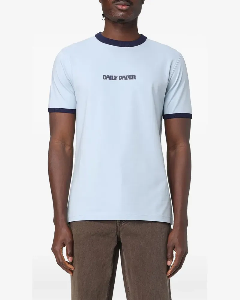 Daily Paper logo-print ringer T-shirt - Blau Blau
