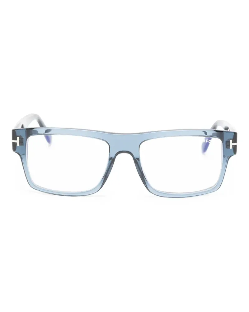Tom Ford Eckige Brille mit T-Logo - Blau Blau