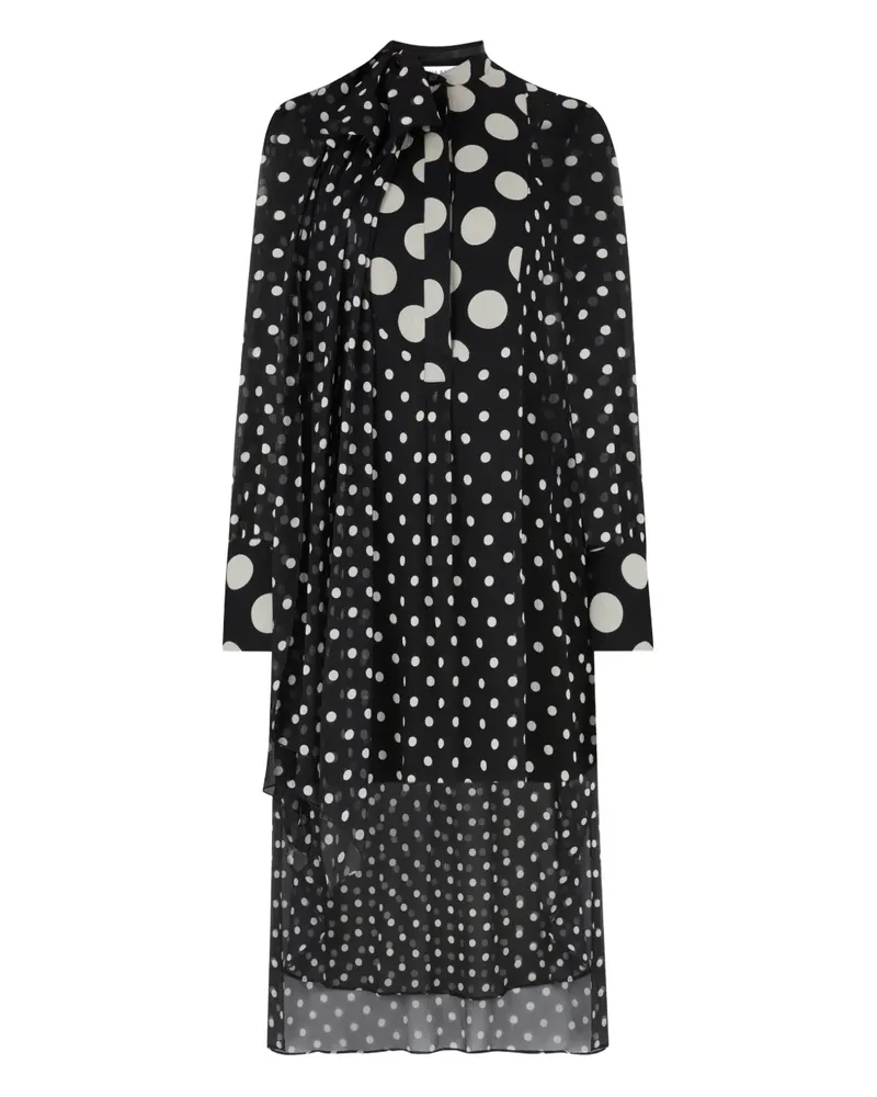 Nina Ricci Gepunktetes Seidenkleid - Schwarz Schwarz