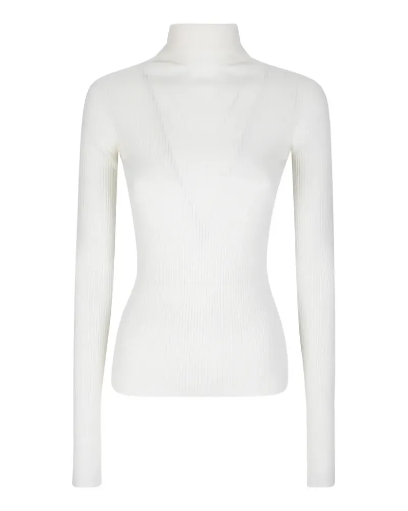 SPORTMAX Gerippter Rollkragenpullover - Weiß Weiß