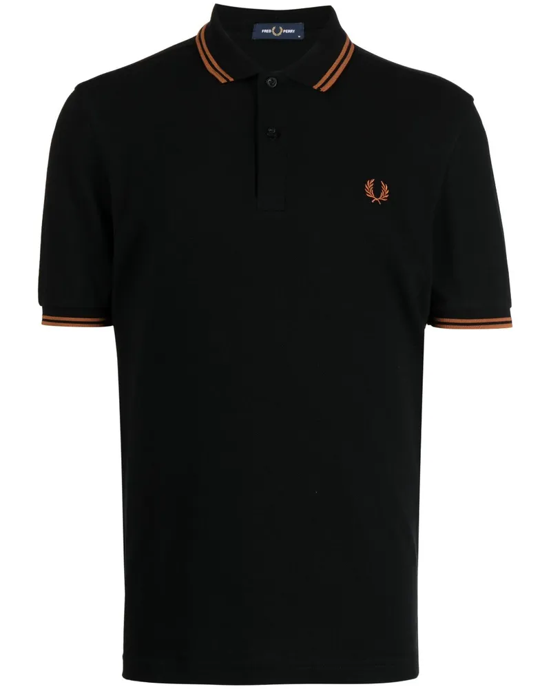 Fred Perry Poloshirt mit Logo-Stickerei - Schwarz Schwarz