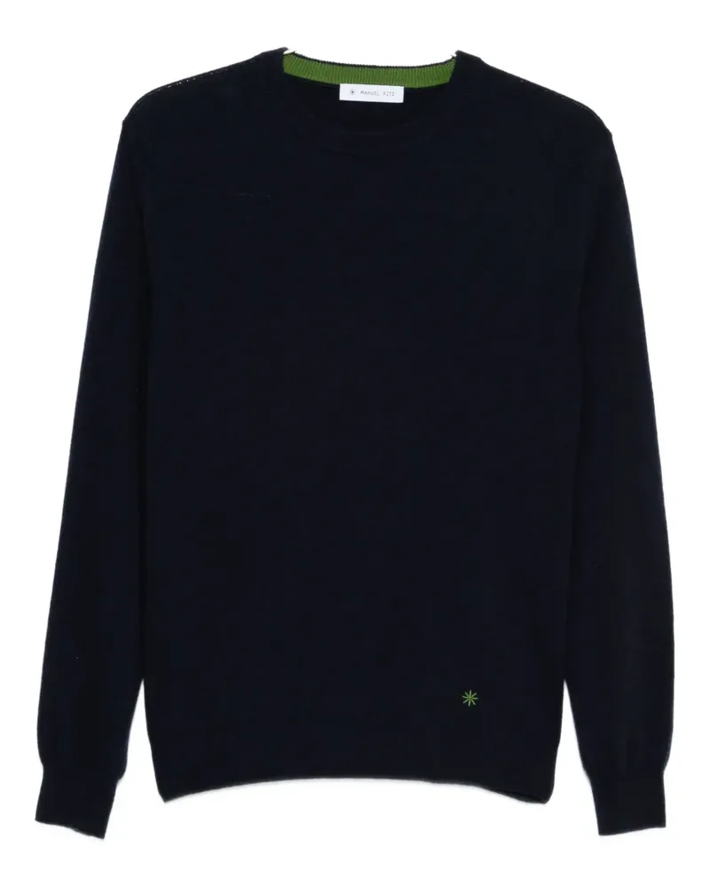 Manuel Ritz Rundhals-Pullover mit Blumenmuster - Schwarz Schwarz