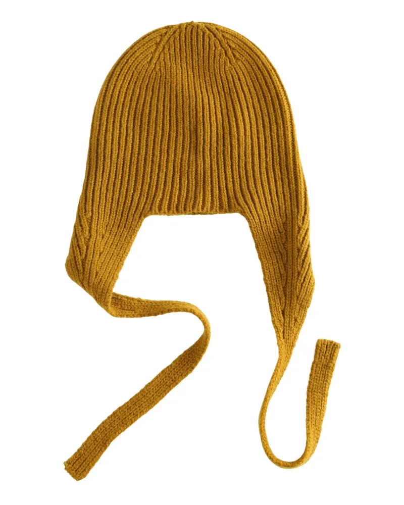 Margaret Howell ribbed tie beanie hat - Gelb Gelb