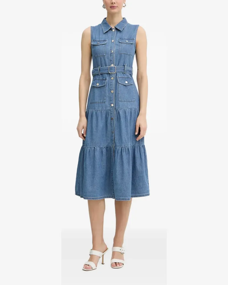 Morgan Rnautica belted tiered midi dress - Blau Blau
