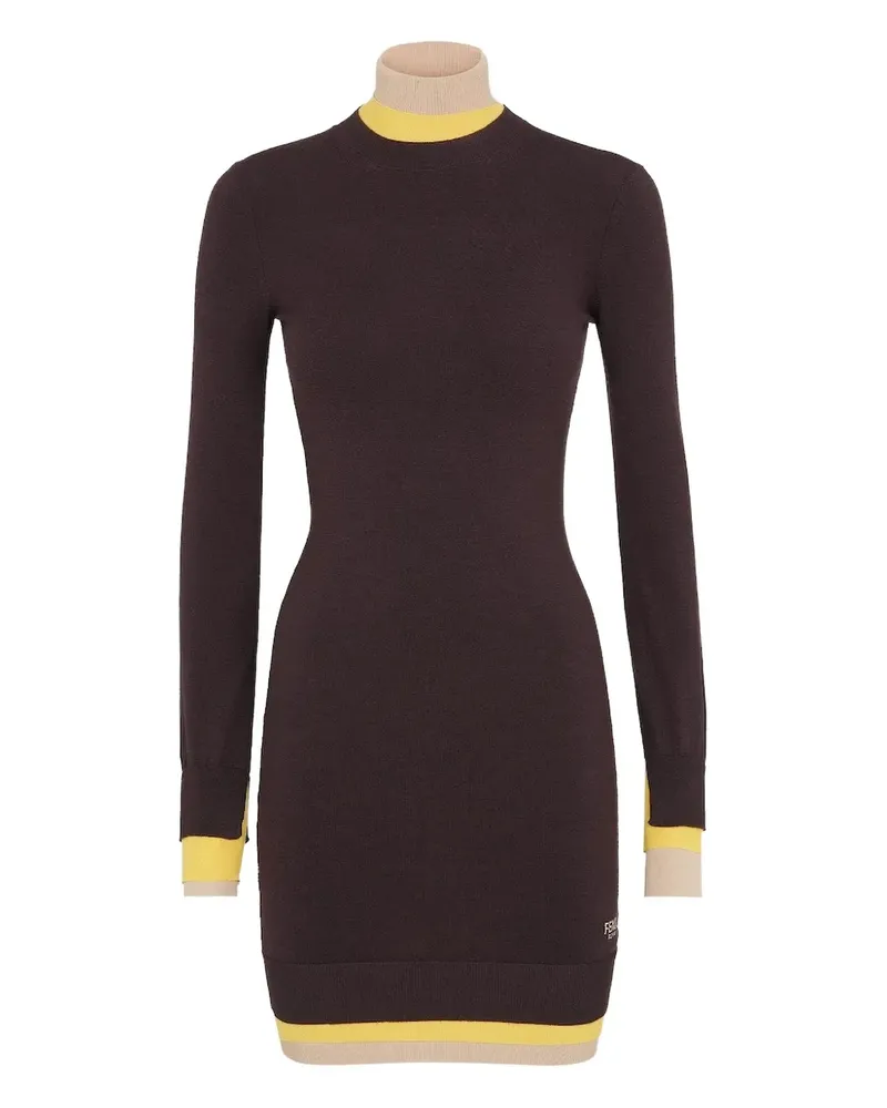 Fendi Kleid mit Kontrastbesatz - Braun Braun