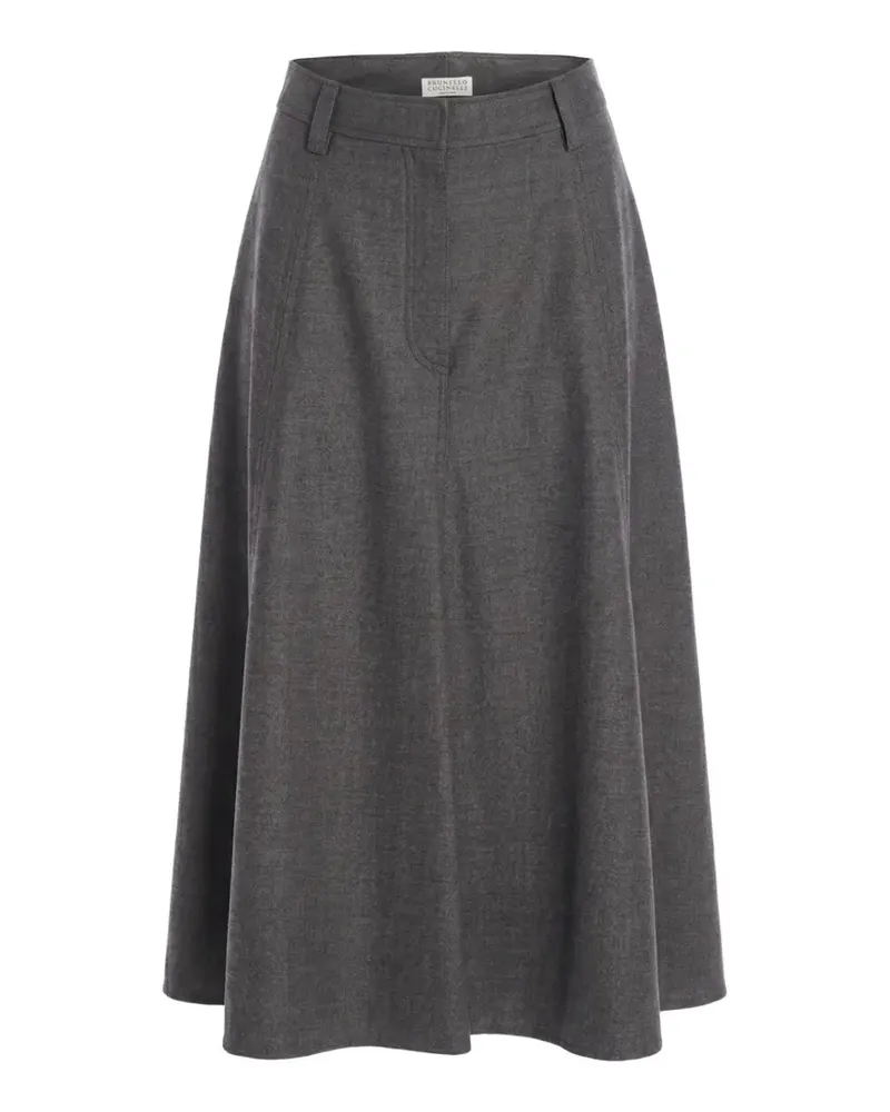 Brunello Cucinelli A-line panelled midi skirt - Grau Grau