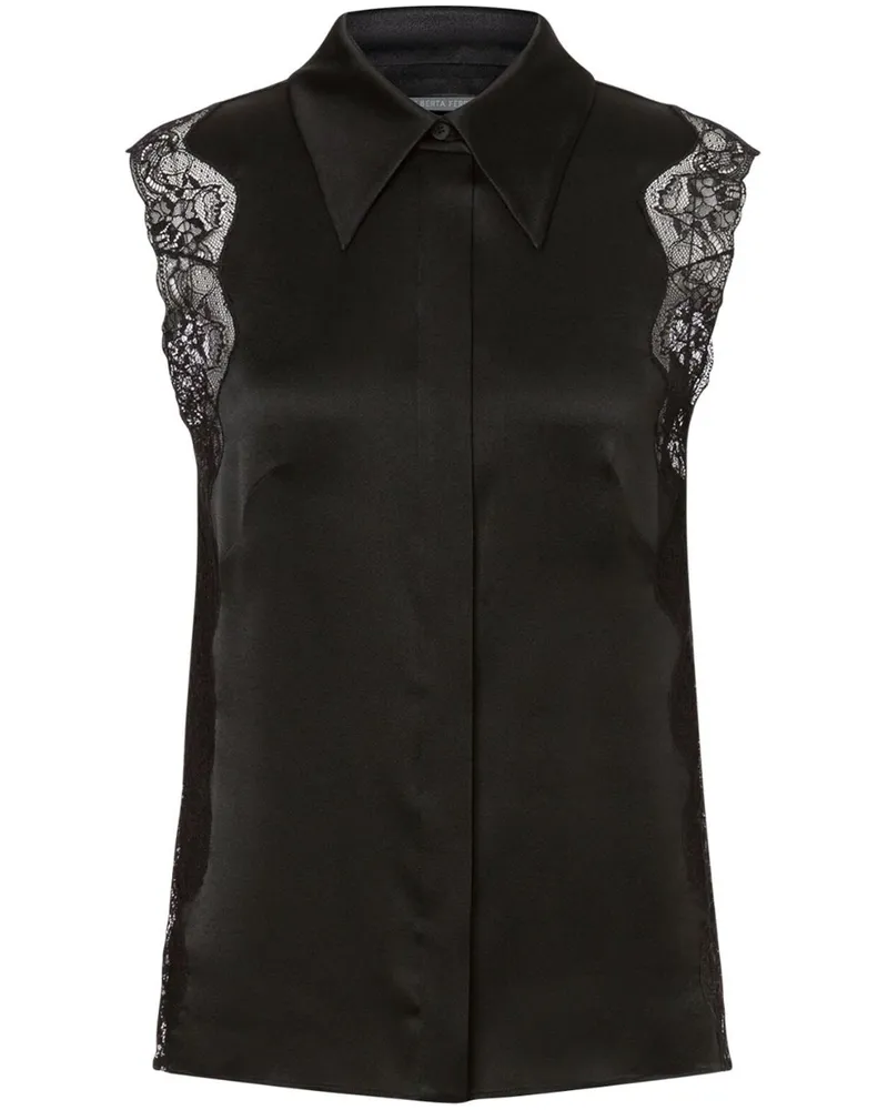 Alberta Ferretti Ärmelloses Hemd mit Blumenspitze - Schwarz Schwarz