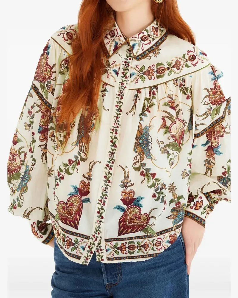 FARM Rio Bluse mit Blumen-Print - Nude Nude