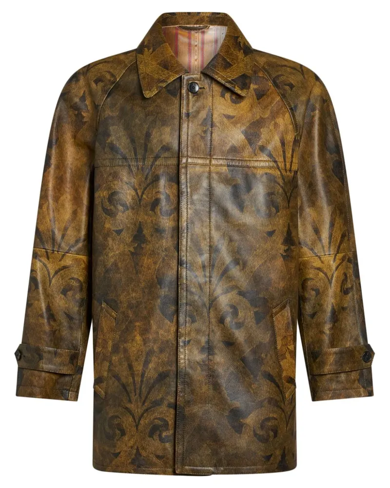 Etro Lederjacke mit Print - Braun Braun
