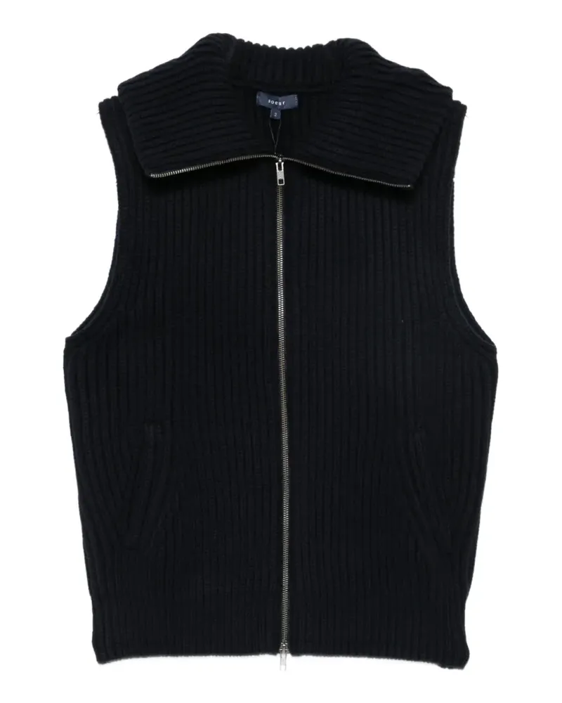 Soeur Kristen ribbed-knit sleeveless jacket - Blau Blau