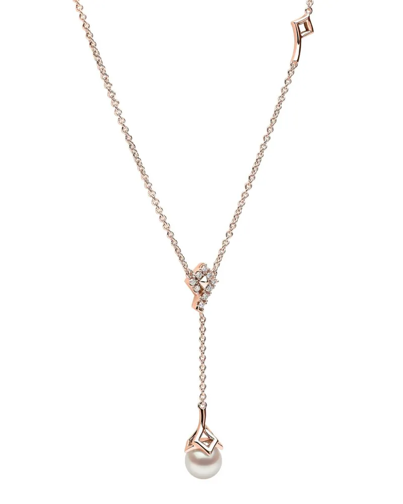 YOKO London 18kt Rotgoldhalskette mit Perlen und Diamanten - Rosa Rosa