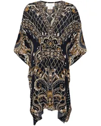 Camilla Kurzer Kaftan mit Print Blau