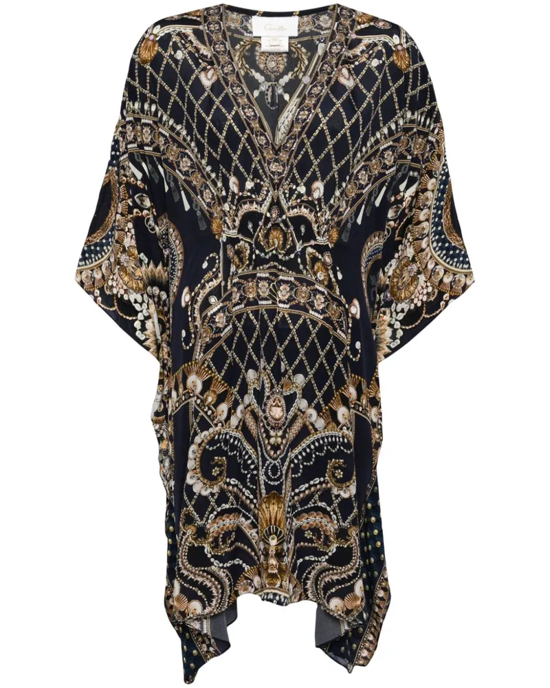Camilla Kurzer Kaftan mit Print - Blau Blau